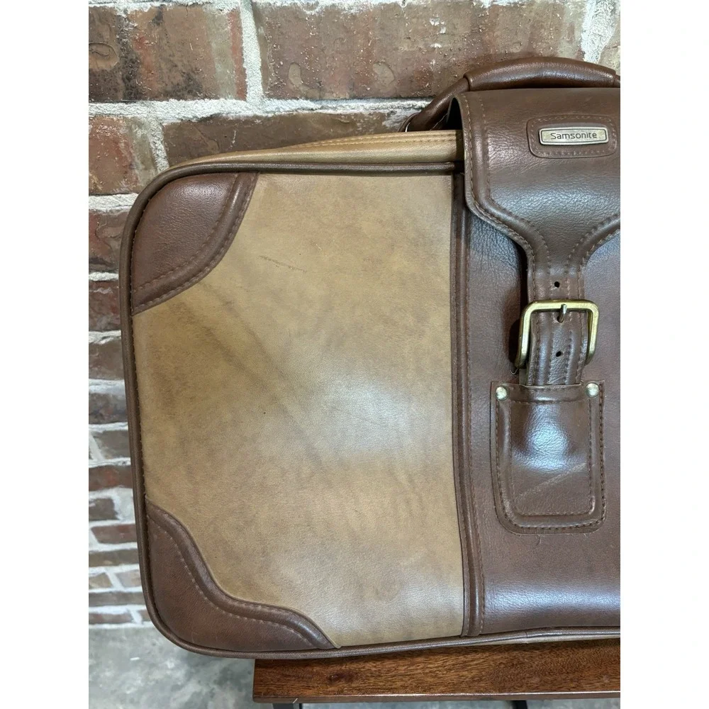 Vintage Samsonite Luggage - Two Tone Brown - Strap With Buckle - Great Condition